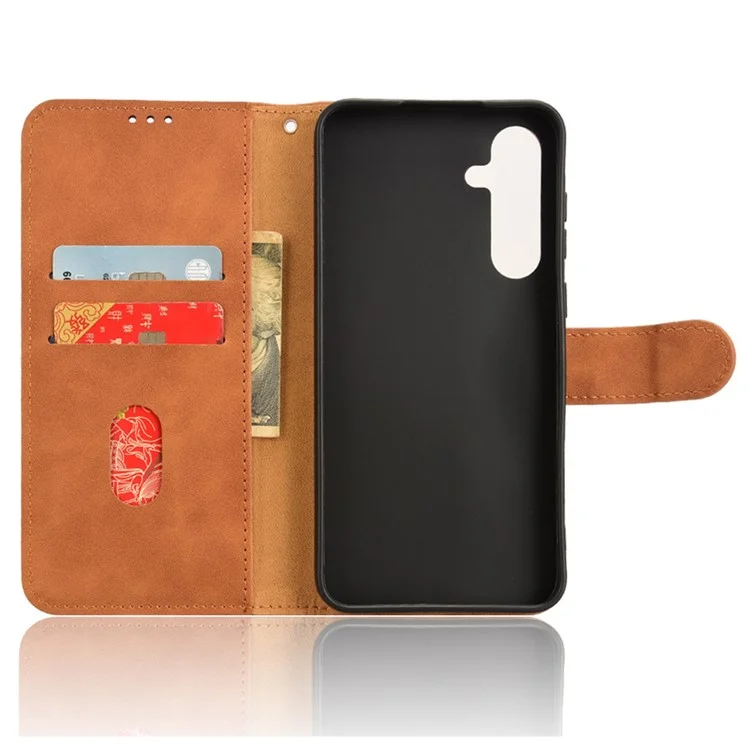 Wallet Case for Samsung Galaxy A55 5G PU Leather Stand Flip Phone Cover - Brown