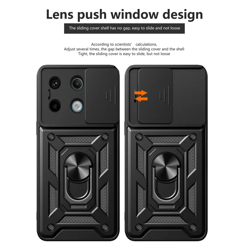 For Xiaomi Redmi Note 13 Pro 5G / Poco X6 5G Case Kickstand Slide Lens Window Phone Cover - Silver