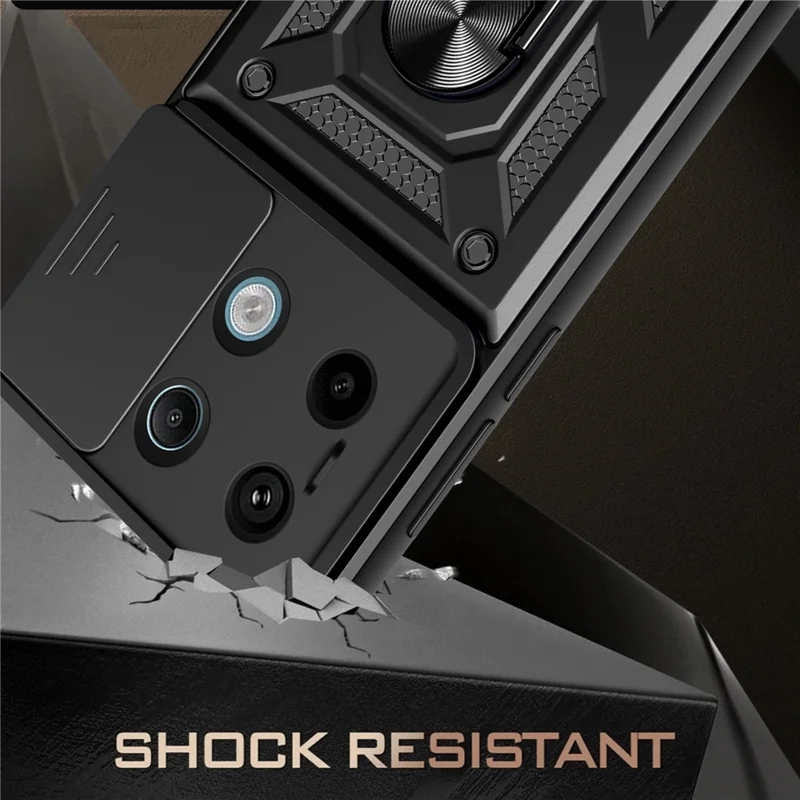 For Xiaomi Redmi Note 13 Pro 5G / Poco X6 5G Case Kickstand Slide Lens Window Phone Cover - Silver