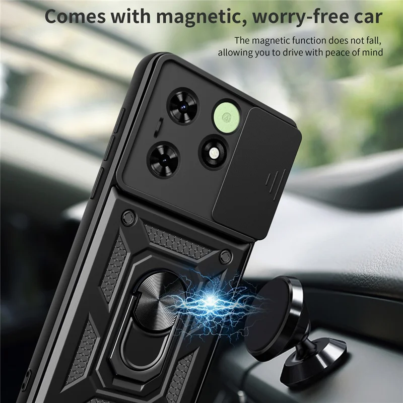For TECNO Spark Go 2024 4G / Spark 20 / Spark 20C / Pop 8 Case Slide Lens Guard PC+TPU Phone Cover - Silver