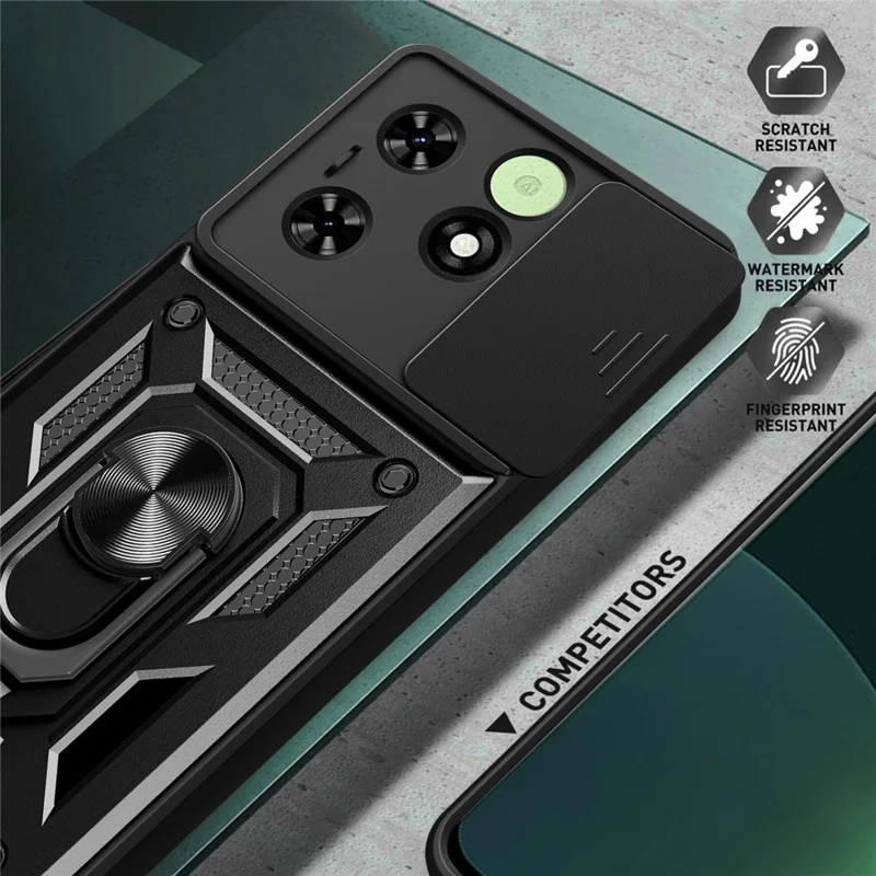 For TECNO Spark Go 2024 4G / Spark 20 / Spark 20C / Pop 8 Case Slide Lens Guard PC+TPU Phone Cover - Silver