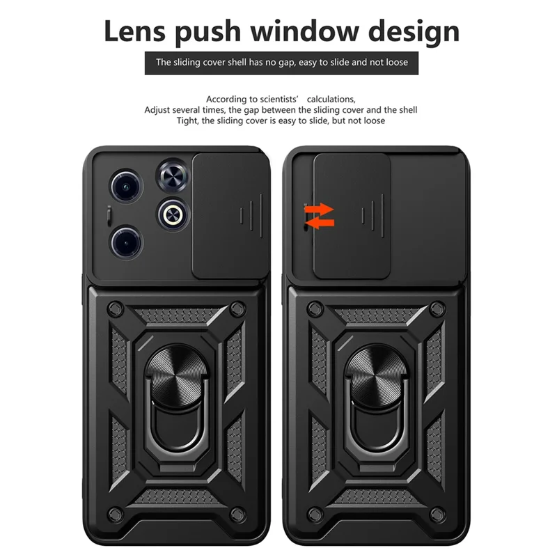 For Infinix Hot 40i / Smart 8 4G Cell Phone Case Slide Lens Lid PC+TPU Shell - Red