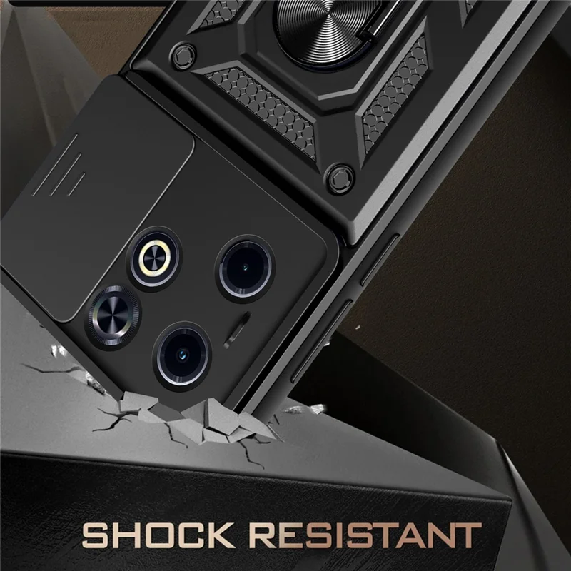 For Infinix Hot 40i / Smart 8 4G Cell Phone Case Slide Lens Lid PC+TPU Shell - Red