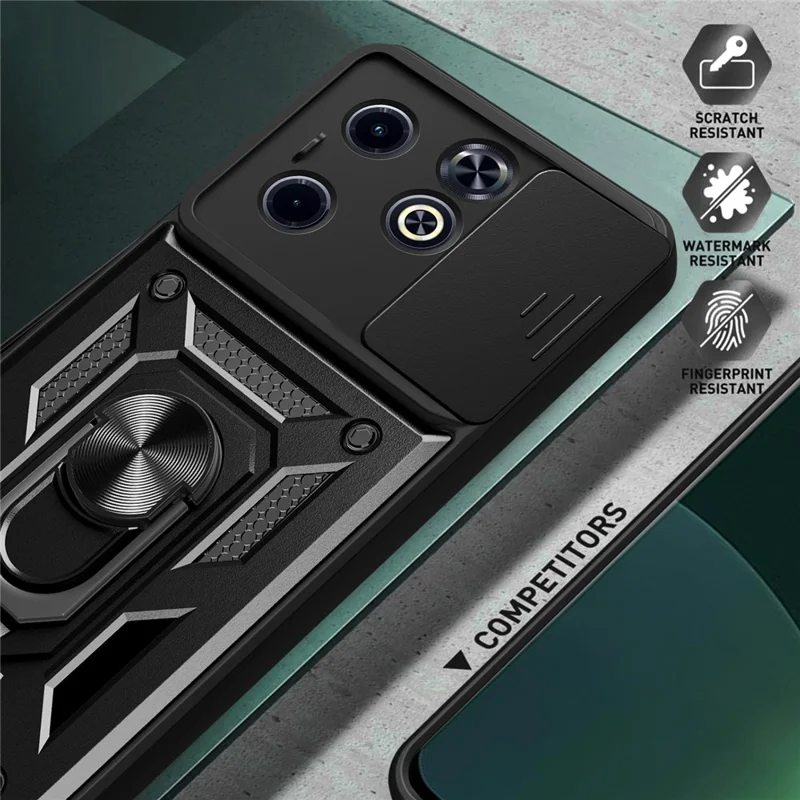 For Infinix Hot 40i / Smart 8 4G Cell Phone Case Slide Lens Lid PC+TPU Shell - Red