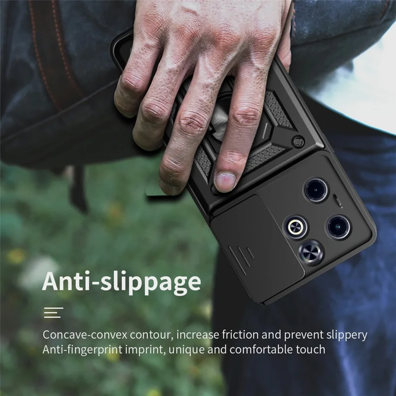 For Infinix Hot 40i / Smart 8 4G Cell Phone Case Slide Lens Lid PC+TPU Shell - Red