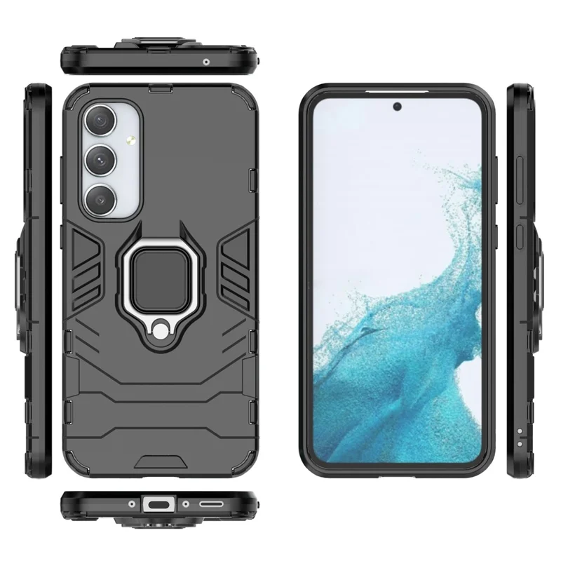 Per Samsung Galaxy A35 5G Custodia per cellulare PC + TPU Anti-graffio con supporto ad anello - Nero