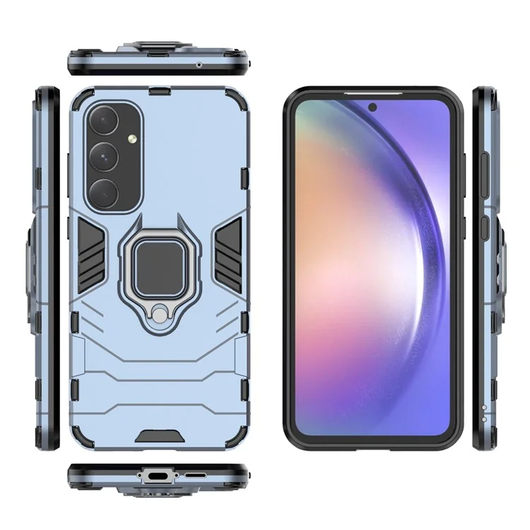 Para Samsung Galaxy A55 5G Case Anti-drop PC + TPU Ring Kickstand Phone Shell - Azul