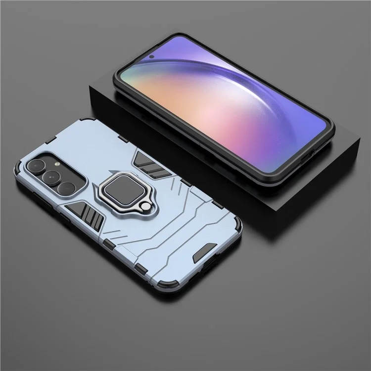 Para Samsung Galaxy A55 5G Case Anti-drop PC + TPU Ring Kickstand Phone Shell - Azul