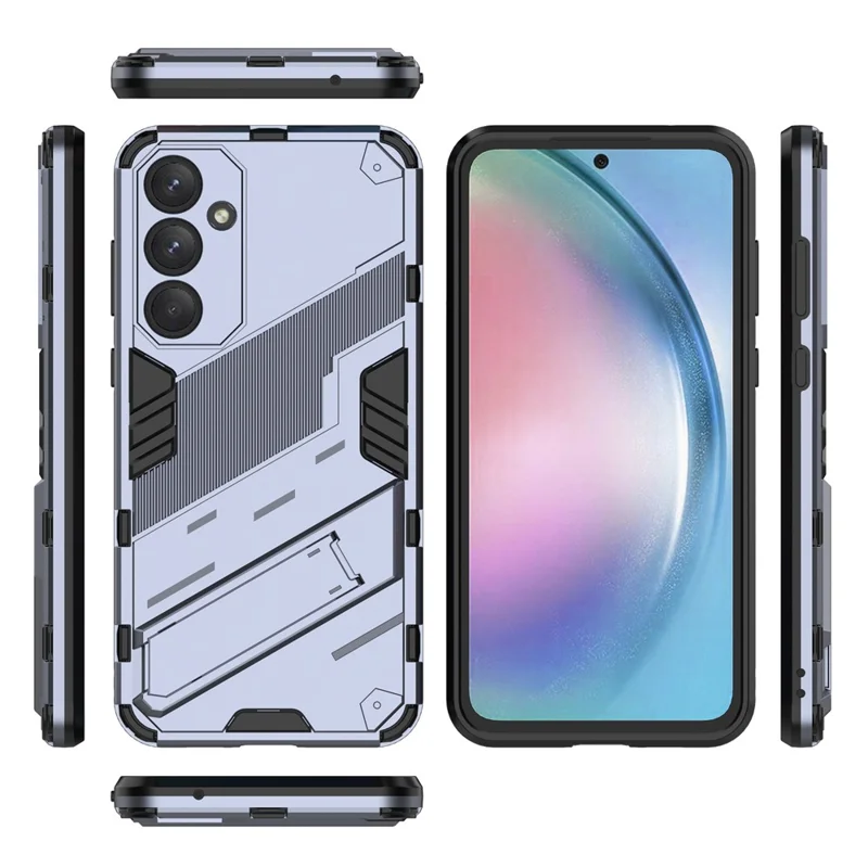 For Samsung Galaxy A55 5G Case Scratch-Proof TPU+PC Kickstand Phone Back Shell - Grey