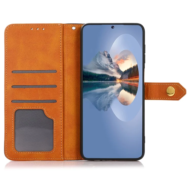 KHAZNEH Pour Oppo Find X7 5G Cowhide Texture Leather Case Wallet Phone Cover - Rose Gold