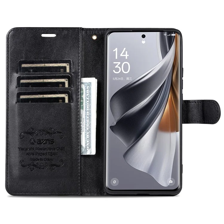 AZNS чехол для Huawei nova 12 Pro 5G / nova 12 Ultra 5G, текстурированный, с подставкой и бумажником, кожаный чехол для телефона - черный