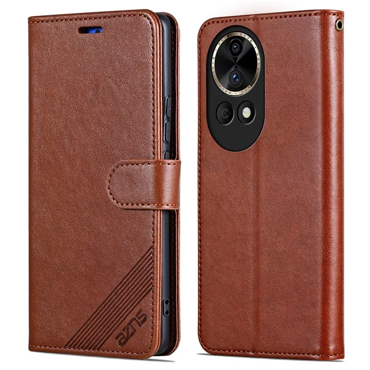 AZNS pour Huawei nova 12 5G Étui Portefeuille en Cuir PU Flip Cover - Marron