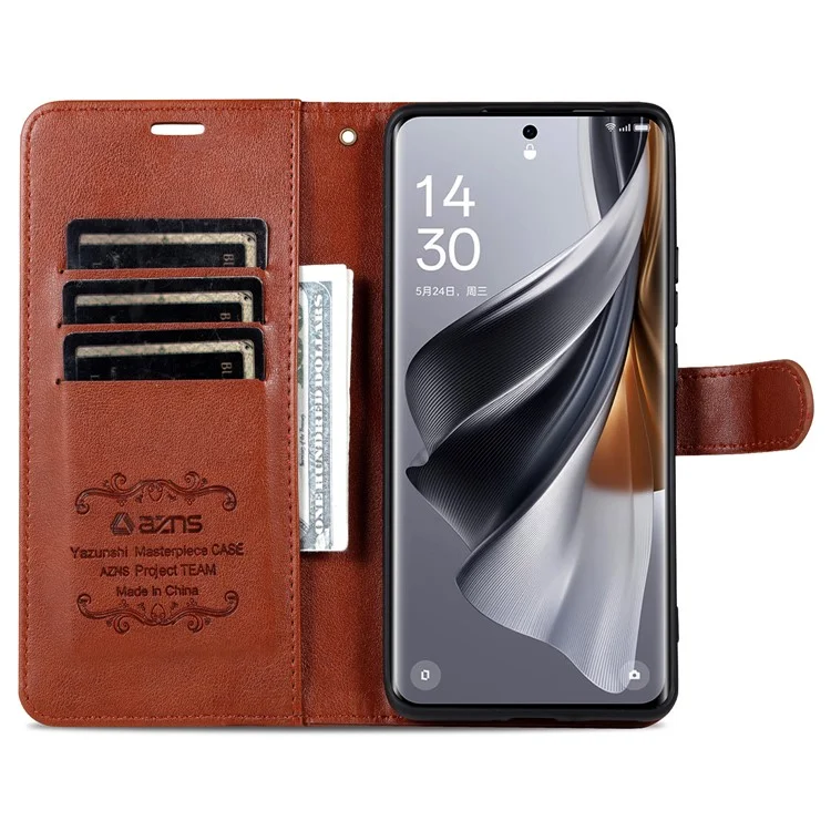 AZNS pour Huawei nova 12 5G Étui Portefeuille en Cuir PU Flip Cover - Marron