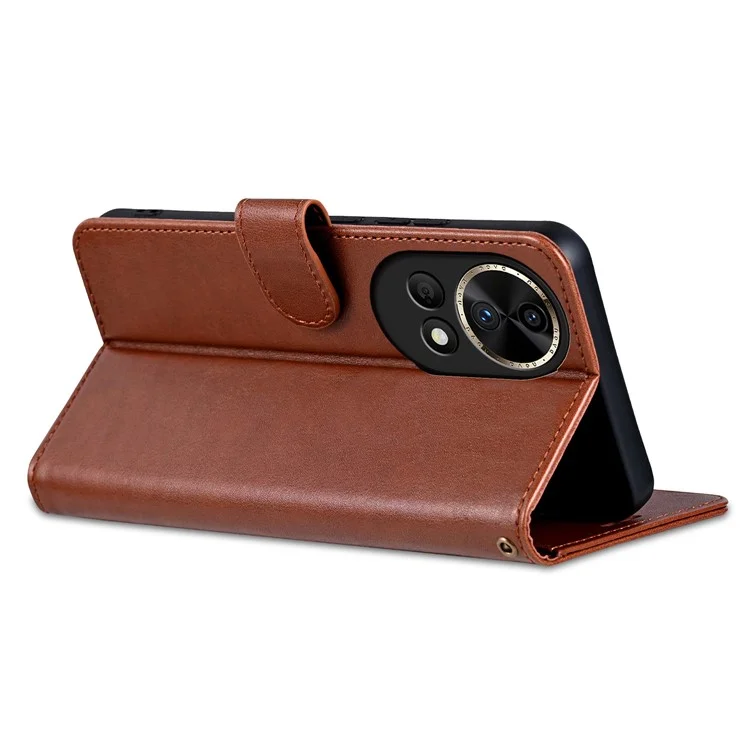 AZNS pour Huawei nova 12 5G Étui Portefeuille en Cuir PU Flip Cover - Marron