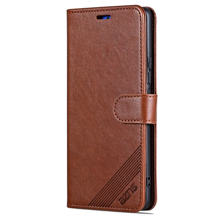 AZNS pour Huawei nova 12 5G Étui Portefeuille en Cuir PU Flip Cover - Marron