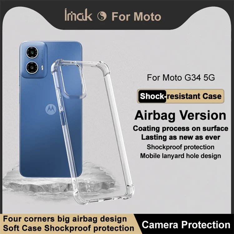 Case TPU IMAK Para Motorola Moto G34 5G Cubierta de Teléfono de Protección de Airbag de Carcasa - Transparente