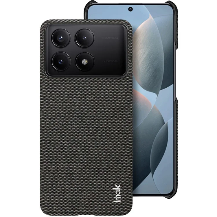 IMAK Ruiyi Series for Xiaomi Redmi K70E 5G / Poco X6 Pro 5G Case Fabric Texture Leather+PC Phone Back Cover - Black