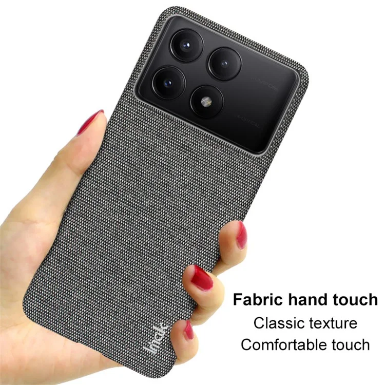 IMAK Ruiyi Series for Xiaomi Redmi K70E 5G / Poco X6 Pro 5G Case Fabric Texture Leather+PC Phone Back Cover - Black