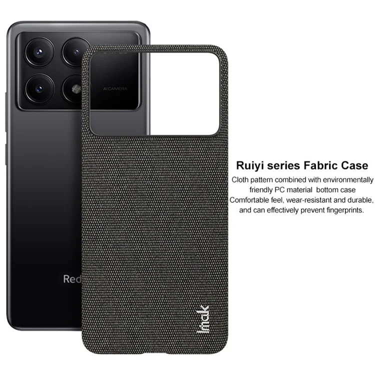IMAK Ruiyi Series for Xiaomi Redmi K70E 5G / Poco X6 Pro 5G Case Fabric Texture Leather+PC Phone Back Cover - Black