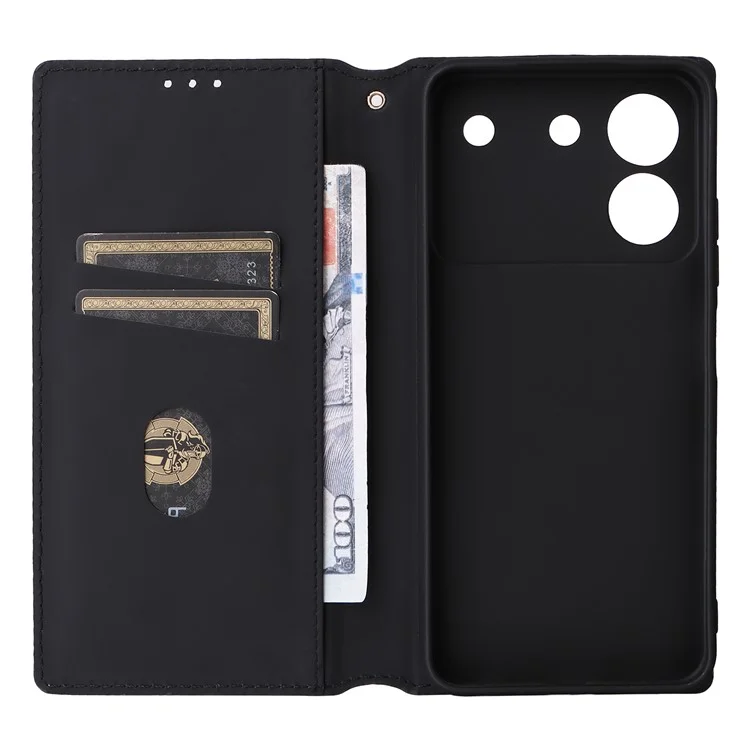 For ZTE Blade A54 Leather Case Magnetic Auto Closing Phone Wallet Cover - Silver