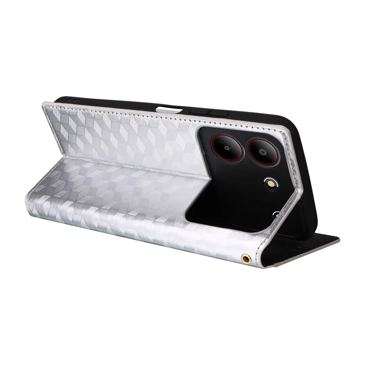 For ZTE Blade A54 Leather Case Magnetic Auto Closing Phone Wallet Cover - Silver
