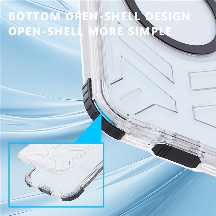 SHELLBOX Serie CC per iPhone 15 Custodia Impermeabile IP68 Compatibile con MagSafe Protezione Completa Cover - Nero