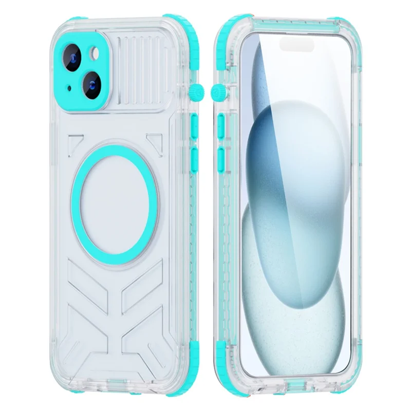 SHELLBOX CC Series For iPhone 15 IP68 Waterproof Phone Case Compatible with MagSafe Full Protection Cover - Lake Cyan