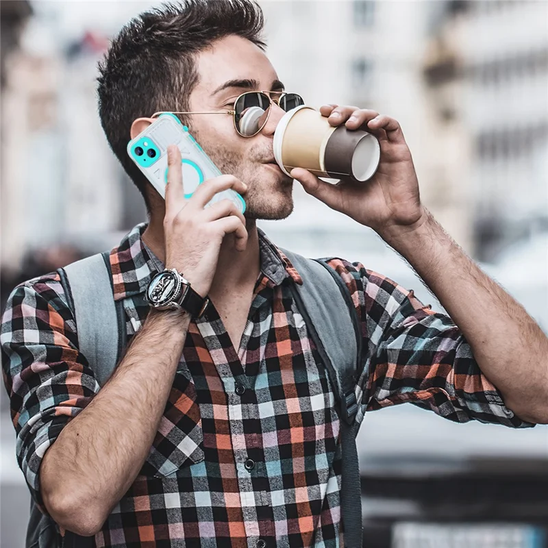 SHELLBOX CC Series For iPhone 15 IP68 Waterproof Phone Case Compatible with MagSafe Full Protection Cover - Lake Cyan