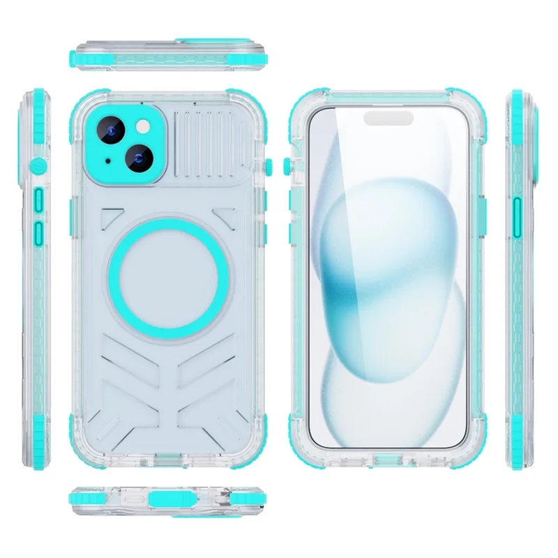 SHELLBOX CC Series For iPhone 15 IP68 Waterproof Phone Case Compatible with MagSafe Full Protection Cover - Lake Cyan