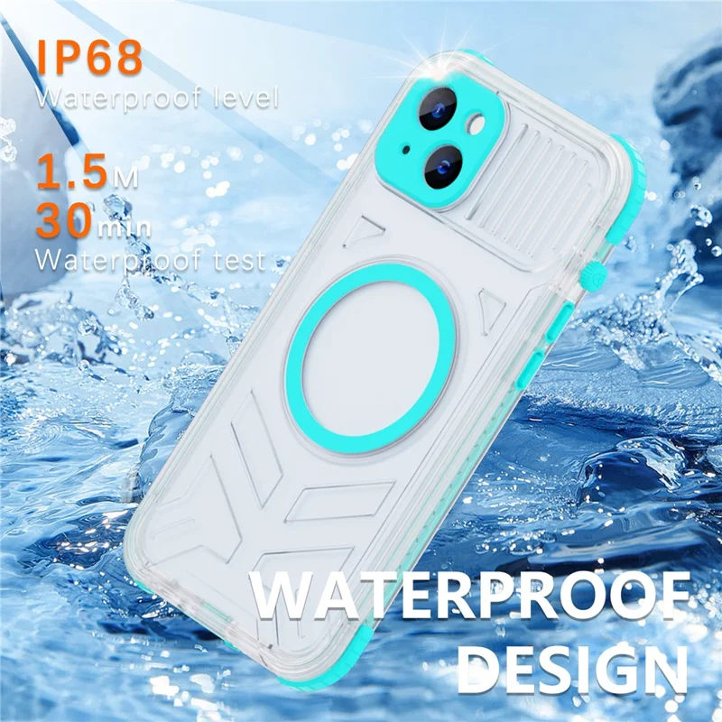 SHELLBOX CC Series For iPhone 15 IP68 Waterproof Phone Case Compatible with MagSafe Full Protection Cover - Lake Cyan