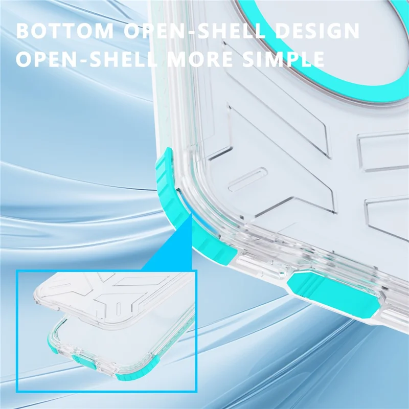 SHELLBOX CC Series For iPhone 15 IP68 Waterproof Phone Case Compatible with MagSafe Full Protection Cover - Lake Cyan