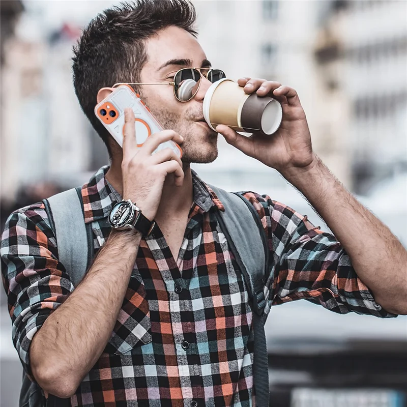 SHELLBOX CC Series For iPhone 15 Plus IP68 Waterproof Phone Case Anti-drop Cover Compatible with MagSafe - Orange