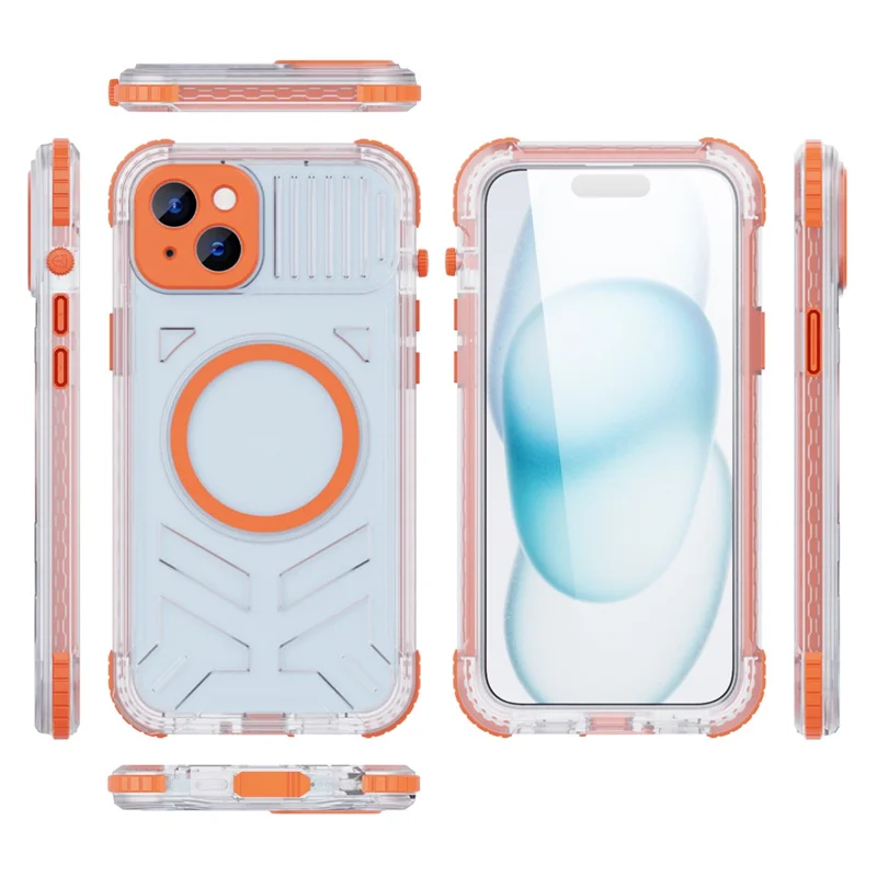 SHELLBOX CC Series For iPhone 15 Plus IP68 Waterproof Phone Case Anti-drop Cover Compatible with MagSafe - Orange