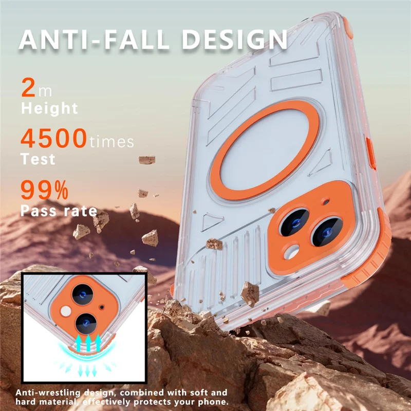 SHELLBOX CC Series For iPhone 15 Plus IP68 Waterproof Phone Case Anti-drop Cover Compatible with MagSafe - Orange