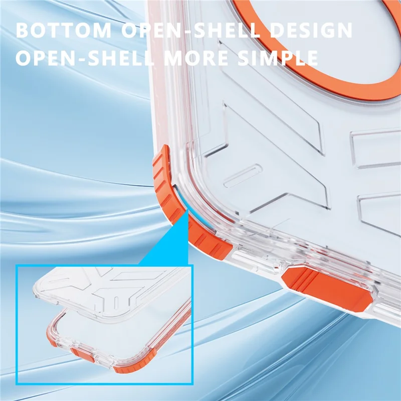 SHELLBOX CC Series For iPhone 15 Plus IP68 Waterproof Phone Case Anti-drop Cover Compatible with MagSafe - Orange