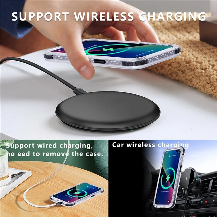 SHELLBOX Série CC para iPhone 15 Pro Capa à prova d'água IP68 Compatível com MagSafe Capa a prova de quedas - Preto
