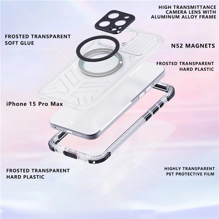 SHELLBOX Série CC para iPhone 15 Pro Capa à prova d'água IP68 Compatível com MagSafe Capa a prova de quedas - Preto
