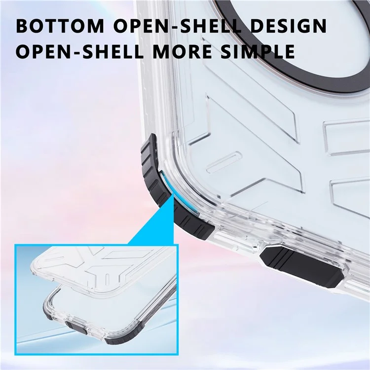 SHELLBOX Série CC para iPhone 15 Pro Capa à prova d'água IP68 Compatível com MagSafe Capa a prova de quedas - Preto
