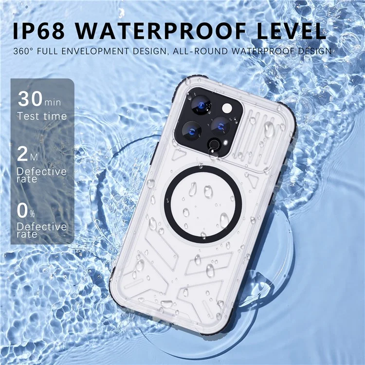 SHELLBOX Série CC pour iPhone 15 Pro Max IP68 Étui de protection complète étanche à l'eau compatible avec MagSafe - Noir