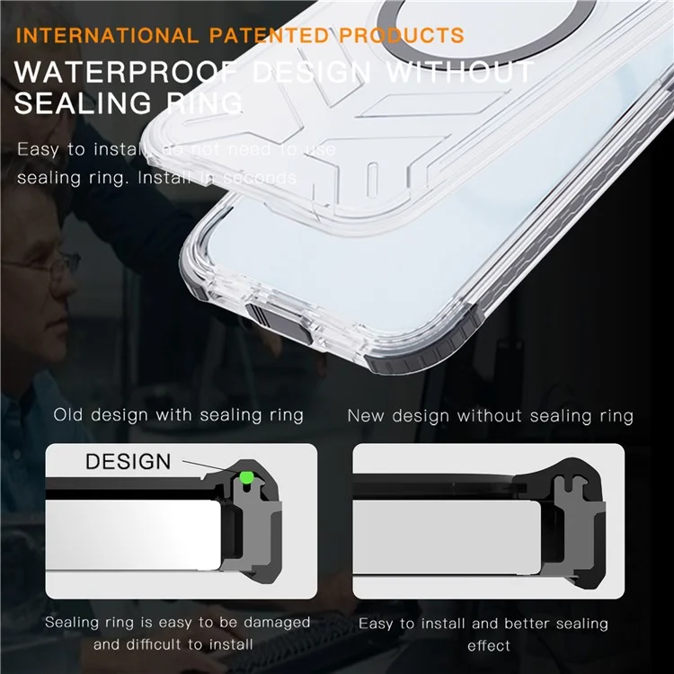 SHELLBOX Série CC pour iPhone 15 Pro Max IP68 Étui de protection complète étanche à l'eau compatible avec MagSafe - Noir