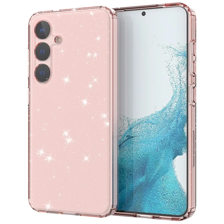 Per Samsung Galaxy S24 TPU Case Glitter Clear Phone Back Cover - Trasparente Rosa