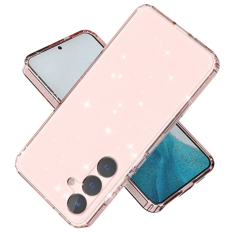 Per Samsung Galaxy S24 TPU Case Glitter Clear Phone Back Cover - Trasparente Rosa