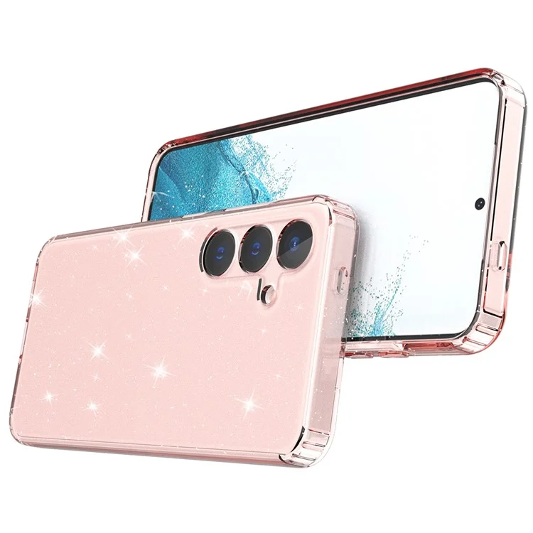 Per Samsung Galaxy S24 TPU Case Glitter Clear Phone Back Cover - Trasparente Rosa