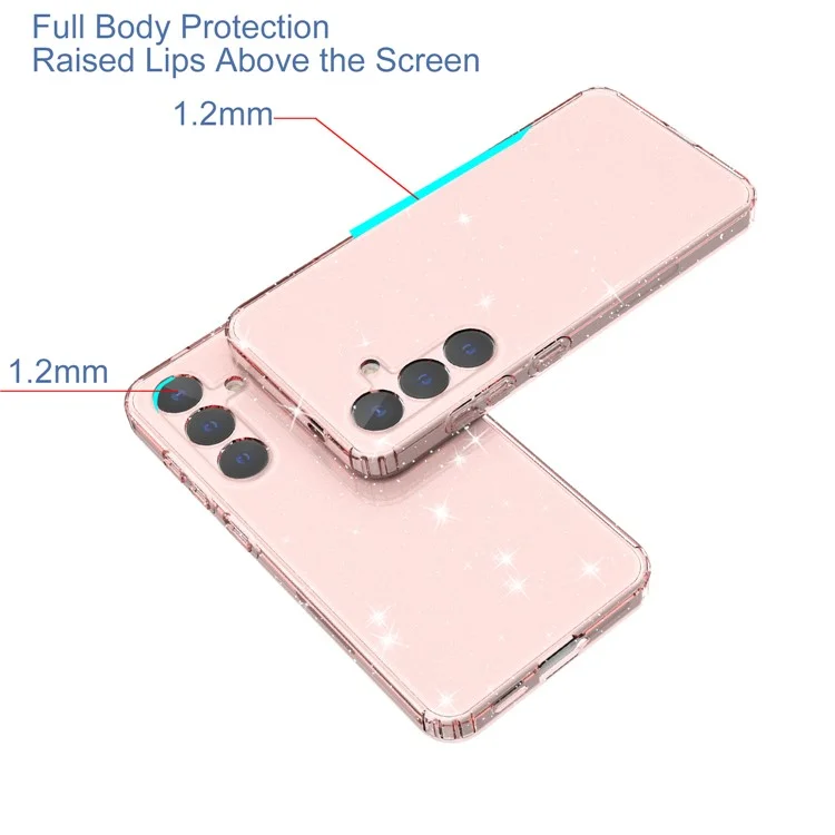 Per Samsung Galaxy S24 TPU Case Glitter Clear Phone Back Cover - Trasparente Rosa