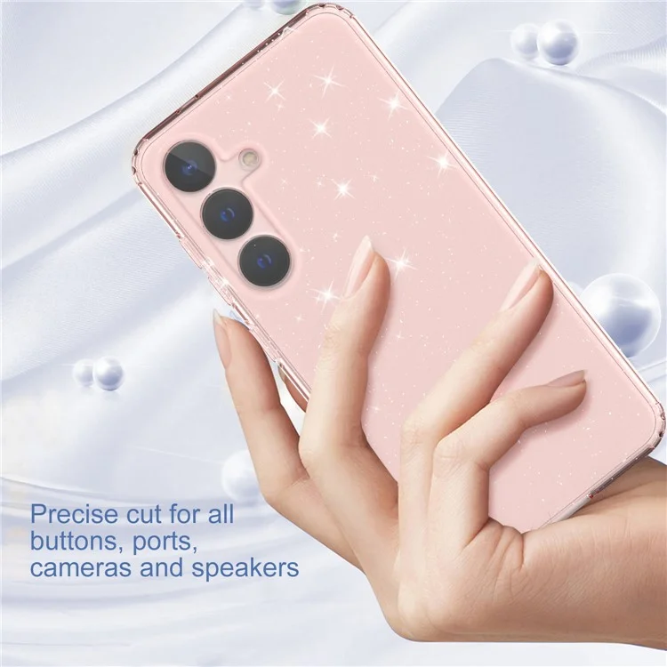Per Samsung Galaxy S24 TPU Case Glitter Clear Phone Back Cover - Trasparente Rosa