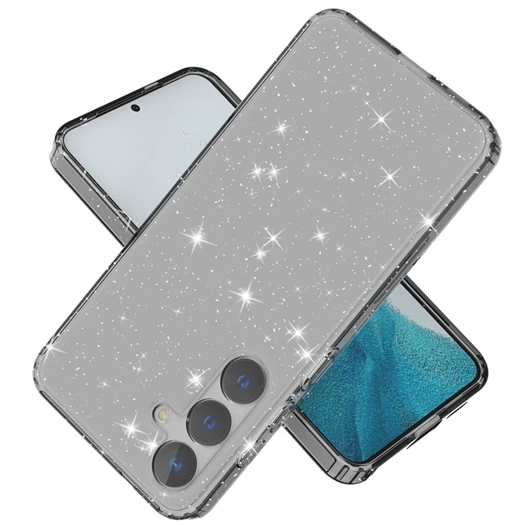 Для Samsung Galaxy S24+ Clear Phone Case Soft TPU Cover Glitter Powder - Transparent Black