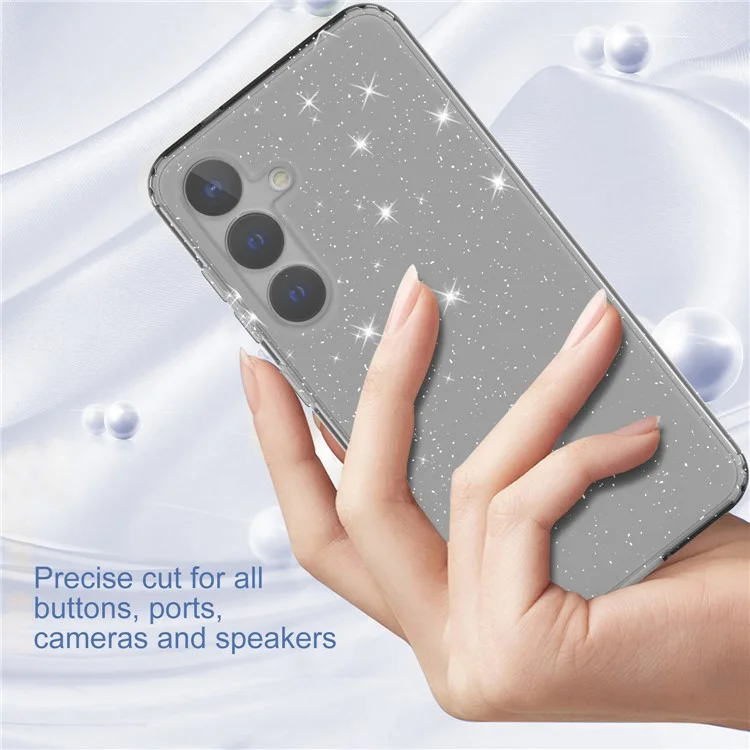 Для Samsung Galaxy S24+ Clear Phone Case Soft TPU Cover Glitter Powder - Transparent Black
