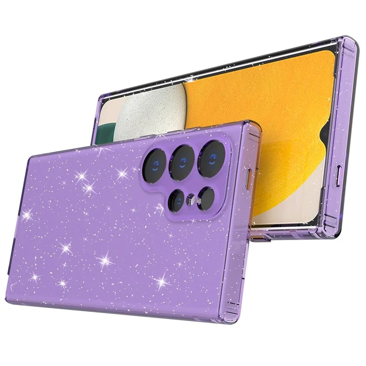 Para Samsung Galaxy S24 Ultra TPU Case Glitter Powder Transparent Phone Cover - Transparent Purple