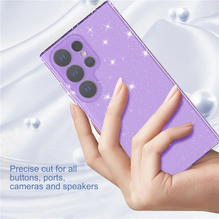 Para Samsung Galaxy S24 Ultra TPU Case Glitter Powder Transparent Phone Cover - Transparent Purple