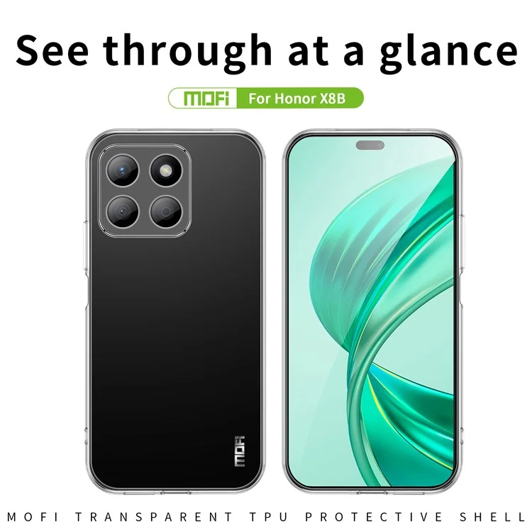 MOFI For Honor X8b 4G Funda transparente para teléfono de TPU suave y protectora